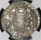 1828 NGC MS 61 Peru 2 Reales Standing LIberty Silver Coin POP 1/3 (22040701C)