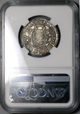 1828 NGC MS 61 Peru 2 Reales Standing LIberty Silver Coin POP 1/3 (22040701C)