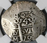 1709 NGC VF 25 Peru Cob 4 Reales Spain Colonial Philip V Silver Colonial Coin POP 1/0 (22061501C)