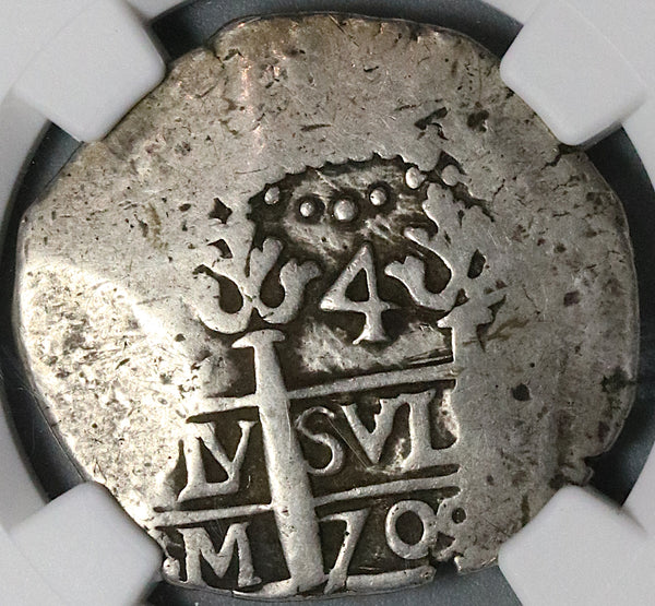 即納！最大半額！ 25 VF NGC 1709 Peru V Philip Colonial Spain Reales 4 Cob フラメンコ