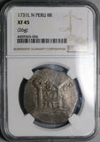 1731 NGC XF 45 Peru Cob 8 Reales Spain Colonial Silver Coin POP 1/0 (21121301D)