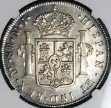 1774 NGC AU Peru 8 Reales Charles III Lima Pillars Silver Dollar Coin (23032601D)