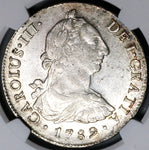 1789 NGC AU 58 Peru 8 Reales Charles III Lima Pillars Silver Coin (22090201C)