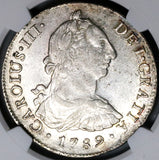 1789 NGC AU 58 Peru 8 Reales Charles III Lima Pillars Silver Coin (22090201C)