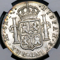 1789 NGC AU 58 Peru 8 Reales Charles III Lima Pillars Silver Coin (22090201C)