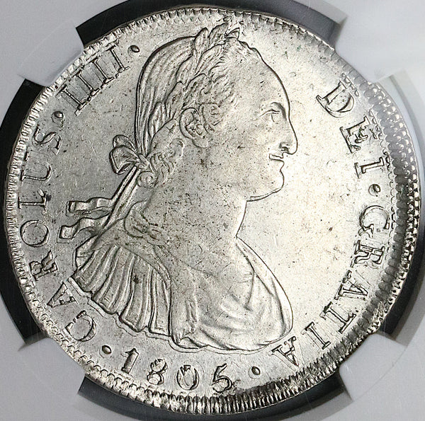 1805 NGC MS 61 Peru 8 Reales Charles IIII Lima Pillars Silver Dollar Coin (23031001C)