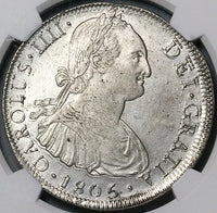 1805 NGC MS 61 Peru 8 Reales Charles IIII Lima Pillars Silver Dollar Coin (23031001C)