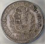1826 ICG XF 45 Peru 8 Reales Lima Standing Liberty Shield Silver Coin (21061203C)