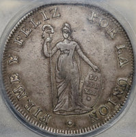 1826 ICG XF 45 Peru 8 Reales Lima Standing Liberty Shield Silver Coin (21061203C)