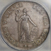 1826 ICG XF 45 Peru 8 Reales Lima Standing Liberty Shield Silver Coin (21061203C)