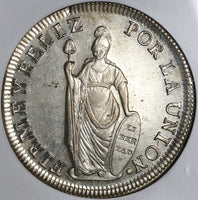 1830 NGC MS 61 Peru 8 Reales Lima Standing Liberty Silver Dollar Coin (21102701C)