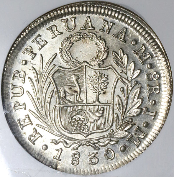 1830 NGC MS 61 Peru 8 Reales Lima Standing Liberty Silver Dollar Coin (21102701C)