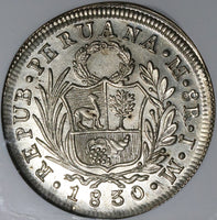 1830 NGC MS 61 Peru 8 Reales Lima Standing Liberty Silver Dollar Coin (21102701C)