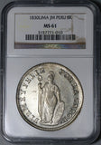 1830 NGC MS 61 Peru 8 Reales Lima Standing Liberty Silver Dollar Coin (21102701C)