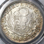 1833 PCGS XF Peru 8 Reales Lima Standing Liberty Silver Coin (22101702C)