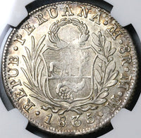 1835 NGC XF 45 Peru 8 Reales Lima Silver Dollar Coin (21102501C)