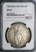 1835 NGC XF 45 Peru 8 Reales Lima Silver Dollar Coin (21102501C)
