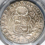 1832-C PCGS AU 50 Peru Cuzco 8 Reales Standing Liberty Coin POP 2/1 (23012504C)
