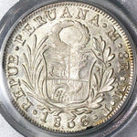 1836 PCGS MS 62 Peru 8 Reales Lima Standing Liberty Silver Coin (23011801C)