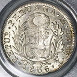 1836 PCGS MS 62 Peru 8 Reales Lima Standing Liberty Silver Coin (23011801C)