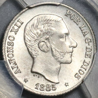 1885 PCGS MS 65 Philippines 10 Centimos Silver Spain Colony GEM Coin (21070601C)