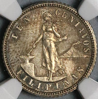 1904 NGC MS 63 Philippines 10 Centavos 11K Silver USA Coin (22050901D)