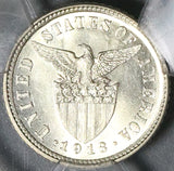 1918-S PCGS MS 63 Philippines 10 Centavos USA Administration Silver Coin (21122505C)