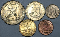 1958 Philippines 1c 5c 10c 25c 50c Five Coin Type Set Choice BU (22092601R)