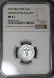 1913 NGC MS 61 Philippines 1/2 Centavo Culion Leper Colony Coin (20020101C)