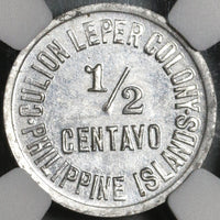 1913 NGC MS 62 Philippines 1/2 Centavo Culion Leper Colony Coin (20022304C)