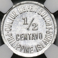 1913 NGC MS 62 Philippines 1/2 Centavo Culion Leper Colony Coin (20022304C)