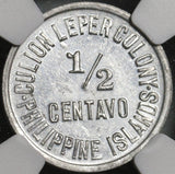 1913 NGC MS 62 Philippines 1/2 Centavo Culion Leper Colony Coin (20120203C)