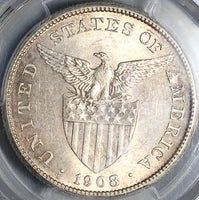 1908-S PCGS AU 58 Philippines Peso Silver USA Coin (23032803C)