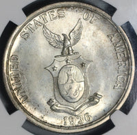 1936 NGC MS 66 Philippines Peso Murphy Quezon Silver USA Commemorative Coin (21061401C)