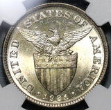 1921 NGC MS 62 Philippines 50 Centavos Silver USA Coin (20102504C)