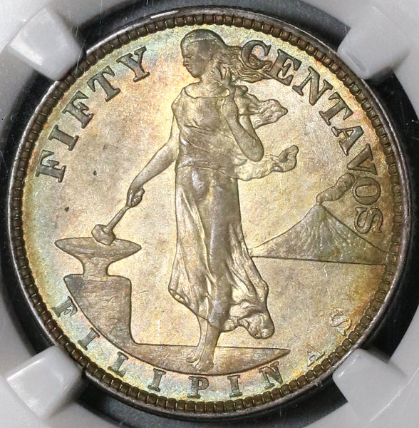 1921 NGC MS 63 Philippines 50 Centavos Mint State Silver Coin (20012302C)