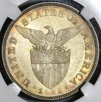 1921 NGC MS 63 Philippines 50 Centavos Mint State Silver Coin (20012302C)