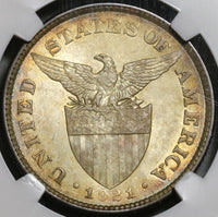 1921 NGC MS 63 Philippines 50 Centavos Mint State Silver Coin (20012302C)