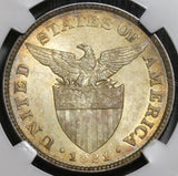 1921 NGC MS 63 Philippines 50 Centavos Mint State Silver Coin (20012302C)