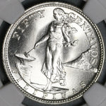 1945-S NGC MS 65 Philippines Silver 50 Centavos GEM BU WWII Coin (21022602C)