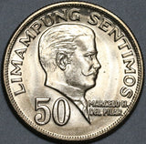 1972 Philippines 50 Sentimos Choice UNC Marcelo Del Pilar Coin (22071002R)