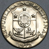 1972 Philippines 50 Sentimos Choice UNC Marcelo Del Pilar Coin (22071002R)
