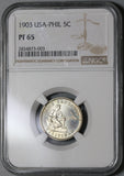 1903 NGC PF 65 Philippines 5 Centavos Gem Proof USA Coin (19100601D)