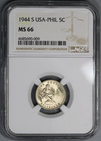 1944-S NGC MS 66 Philippines 5 Centavos US Administration Coin POP 10/0 (18091103C)