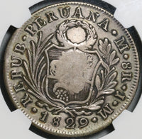 1834 NGC VF 35 Philippines 8 reales F.7.0 Counterstamp 1829 Peru Lima Coin (21030901C)