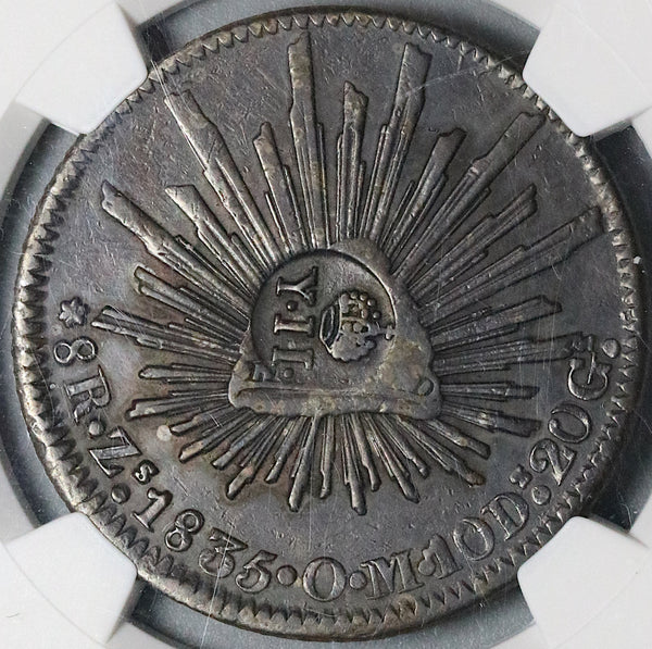 1835 NGC XF Det Philippines 8 Reales Y II Counterstamp Mexico