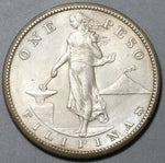 1908-S Philippines Peso AU USA San Francisco Mint Silver Coin (19112303R)