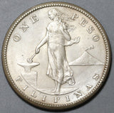 1908-S Philippines Peso AU USA San Francisco Mint Silver Coin (19112303R)