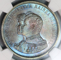 1898 NGC MS 65 Portugal 1000 Reis India Discovery Mint State Coin (19091903C)