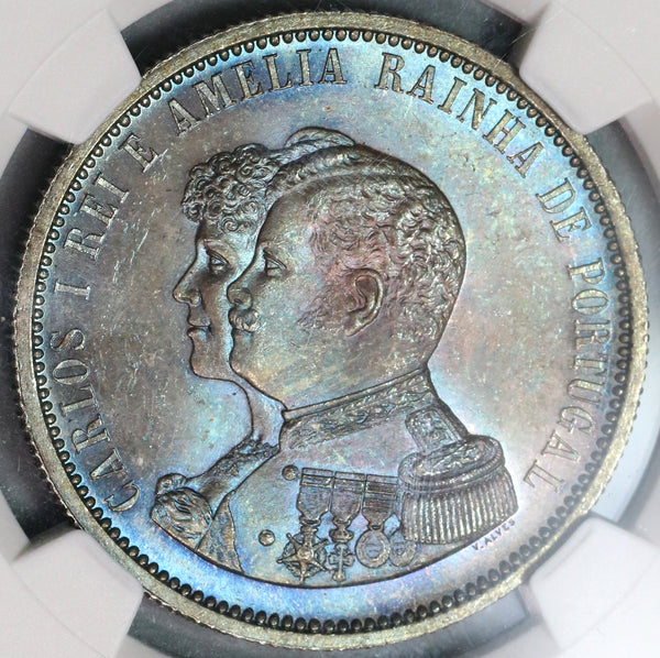 1898 NGC MS 65 Portugal 1000 Reis India Discovery Mint State Coin (19091903C)